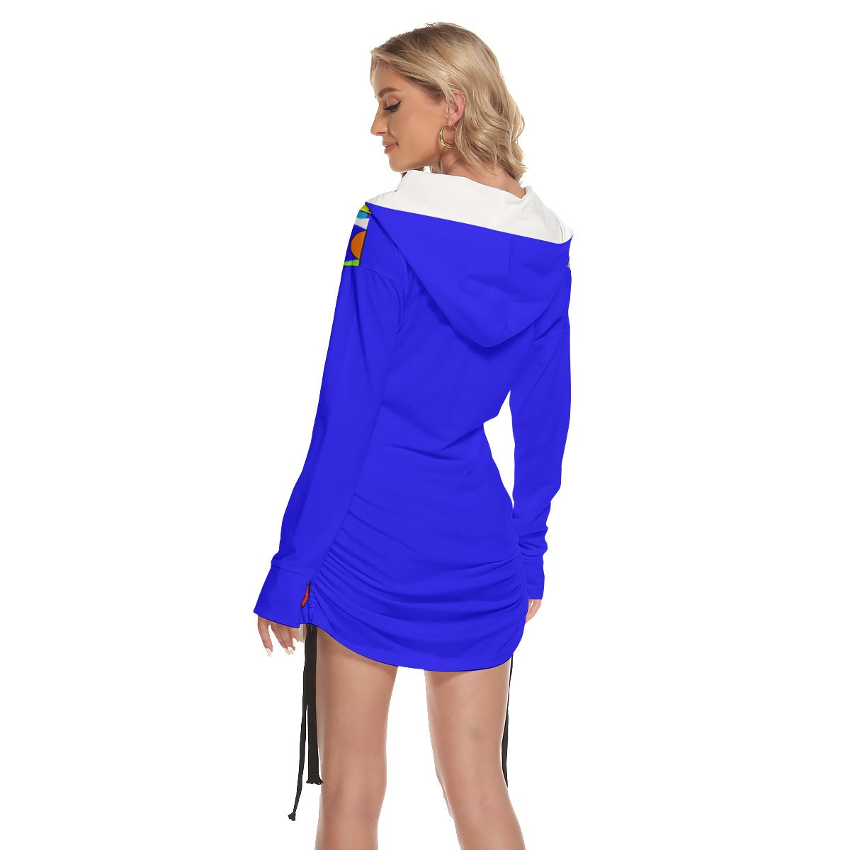 She'va AI Graphic One-shoulder Dress With Waist Shirring (Blue/ginger)