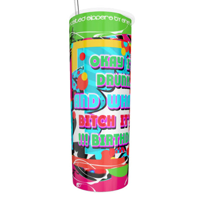 And What? Glitter Tumbler With Stainless Steel Straw 20oz