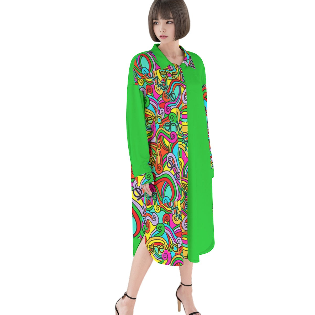 She'va Women's Long Shirt Dress | Rayon (gre)