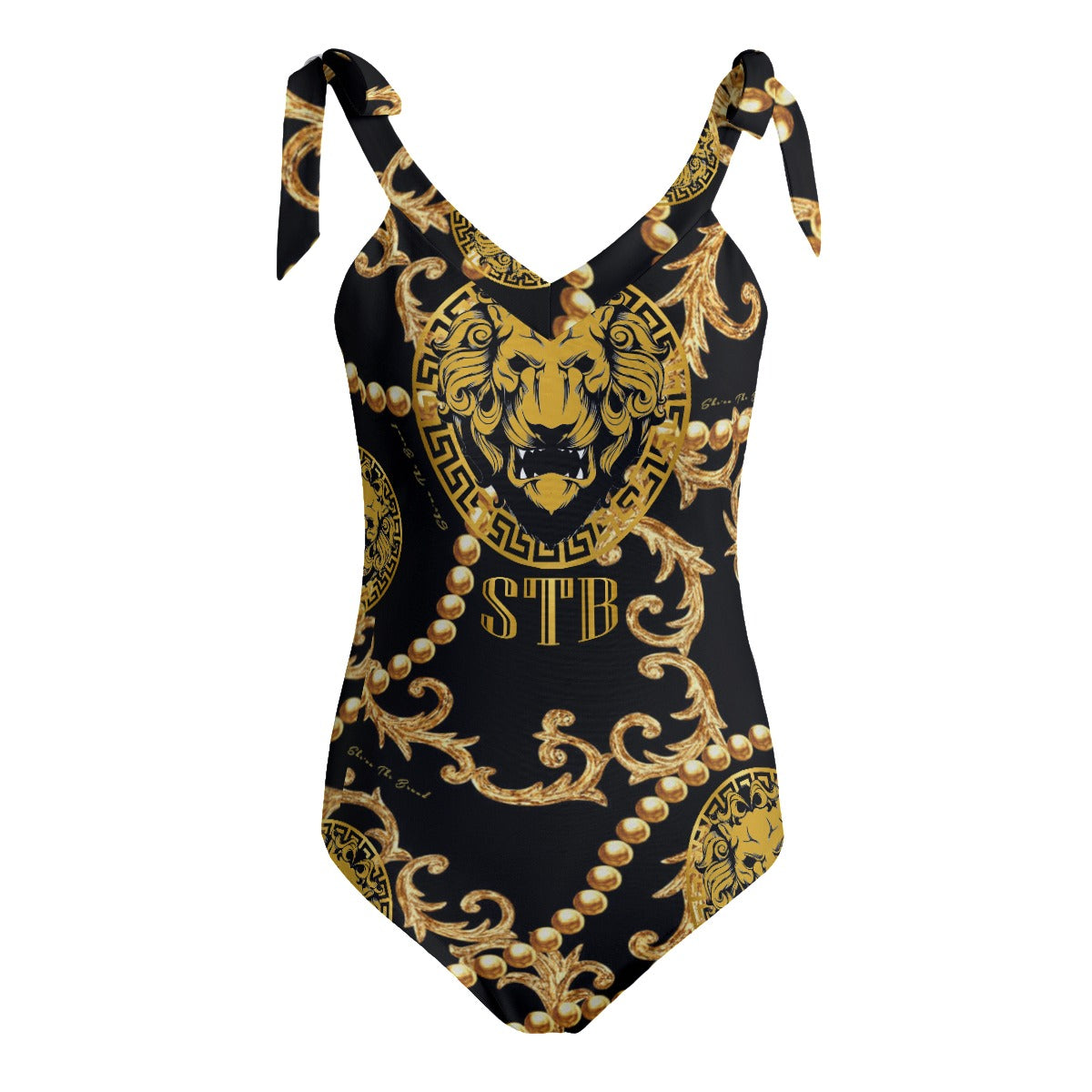 She'va Swim Women's Tie Shoulder Onepiece Padded Swimsuit blk/gol