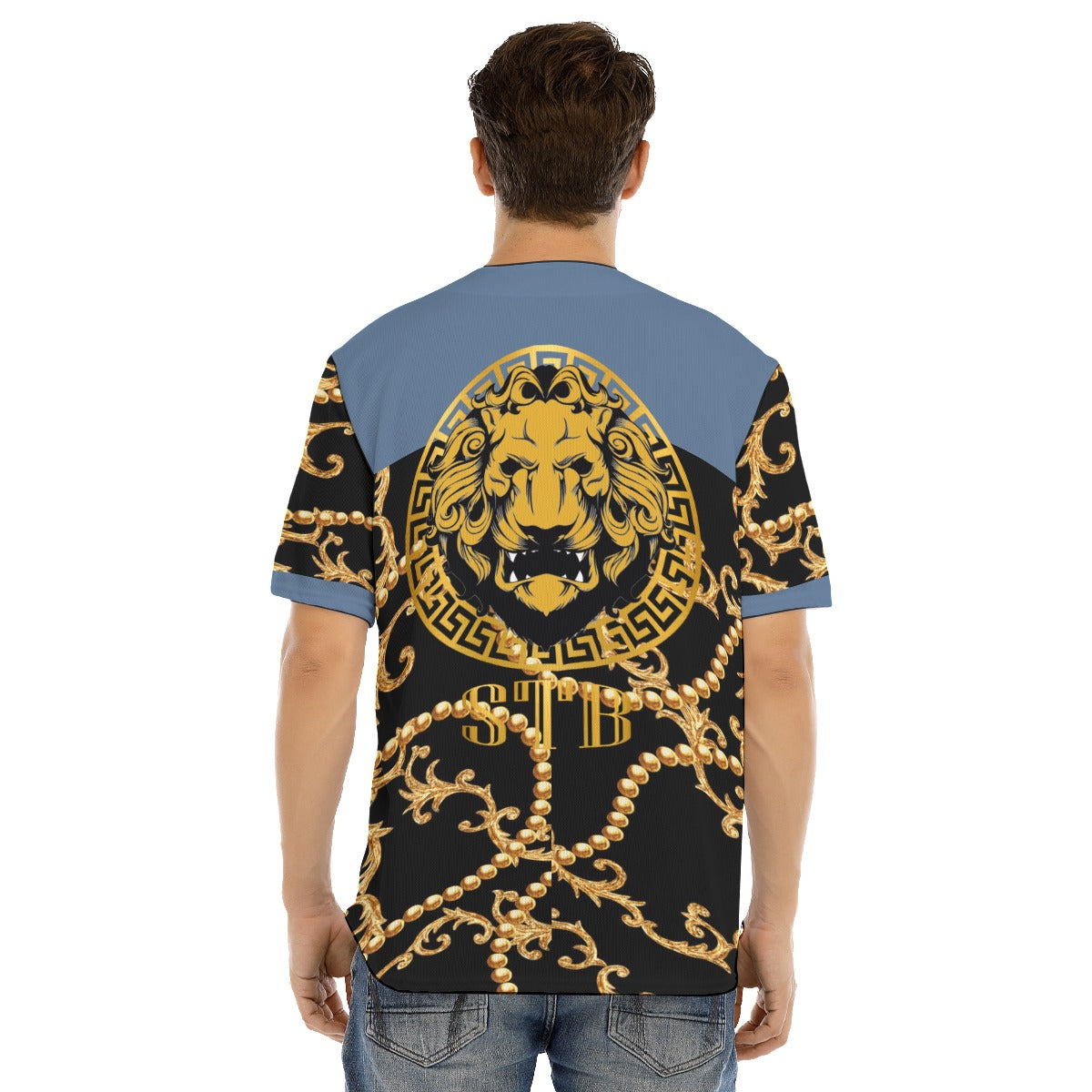 She'va Men's Drop-shoulder T-shirt With Half Sleeve (blk/blu)