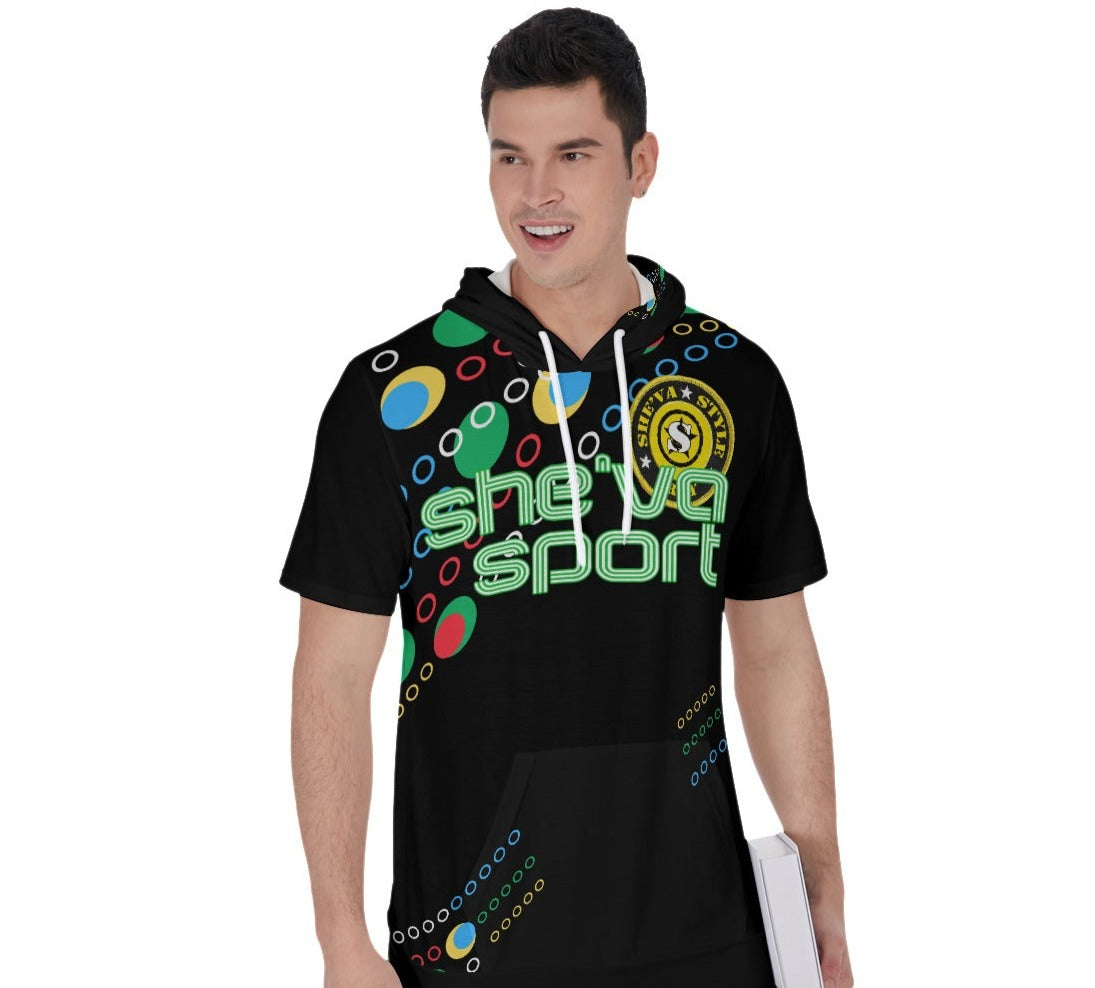 She'va Sport Men's Short Sleeve Hoodie T-Shirt (Bowrain/black)