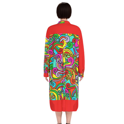 She'va Women's Long Shirt Dress | Rayon (red)