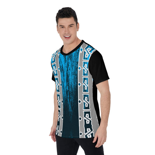She'va Men's Basic O-Neck T-Shirt (BLK/BLU)