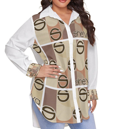 Women's Nude Oversized Shirt With Long Sleeve (Plus Size)