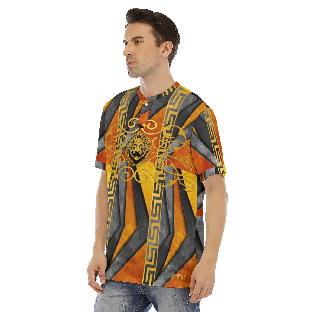 She'va Men's Short Sleeve Jersey With Button Closure Oasis