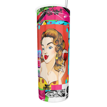 And What? Glitter Tumbler With Stainless Steel Straw 20oz