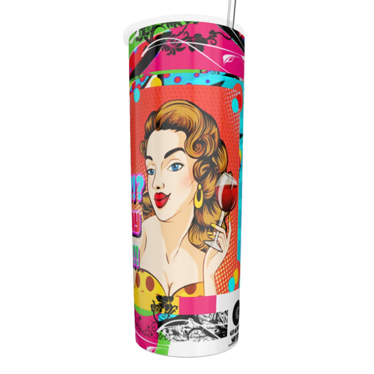 And What? Glitter Tumbler With Stainless Steel Straw 20oz