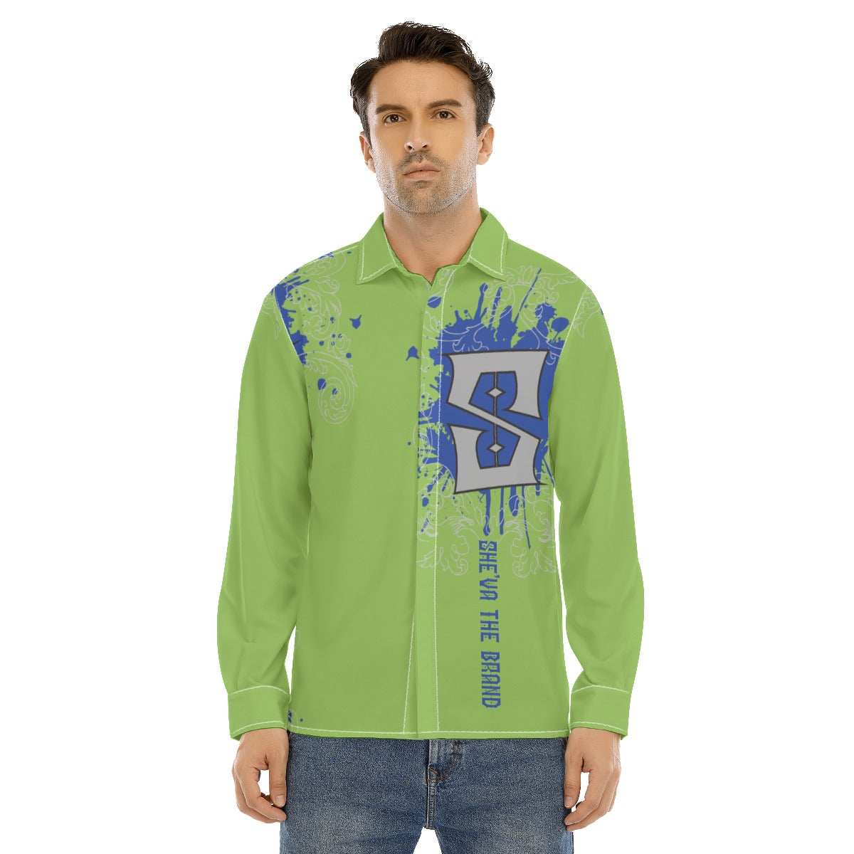 She'va Men's Long Sleeve Stand-Up Guy Shirt (lime)