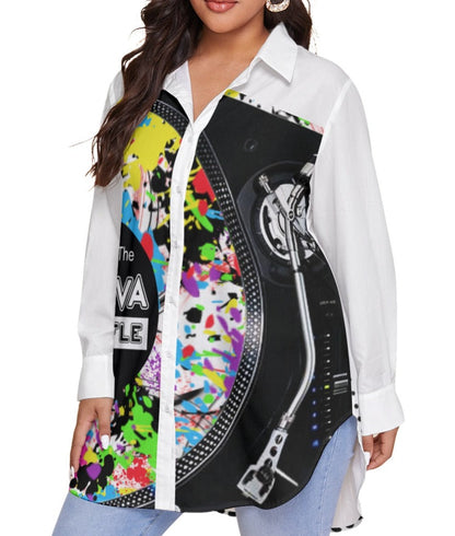 Women's Shuffle Oversized Shirt With Long Sleeve (Plus Size)