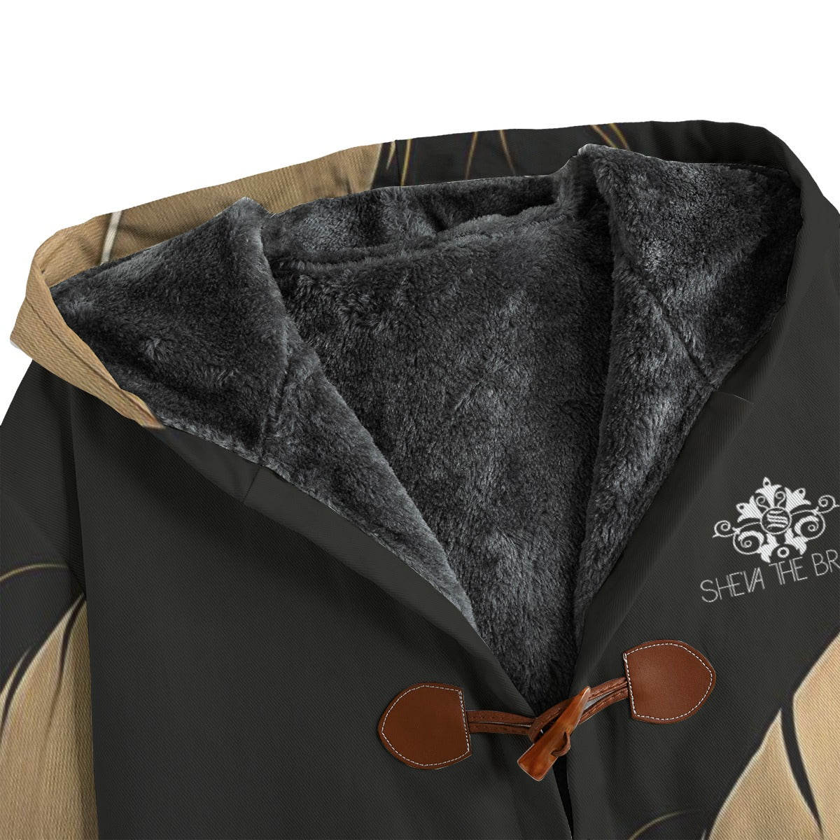 She'va Hooded Canvas Button Fleece Coat
