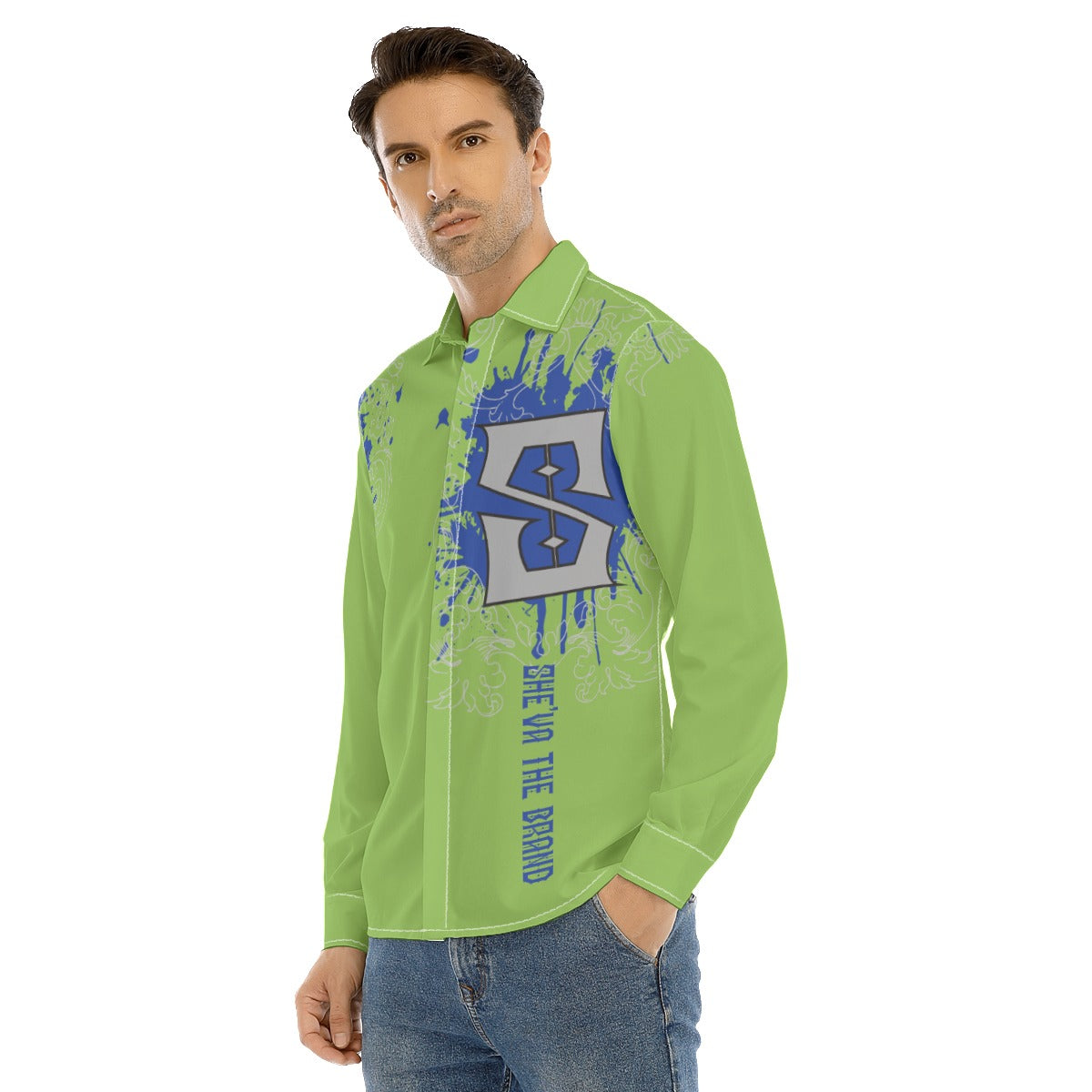 She'va Men's Long Sleeve Stand-Up Guy Shirt (lime)