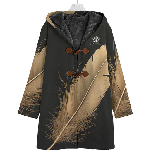 She'va Hooded Canvas Button Fleece Coat