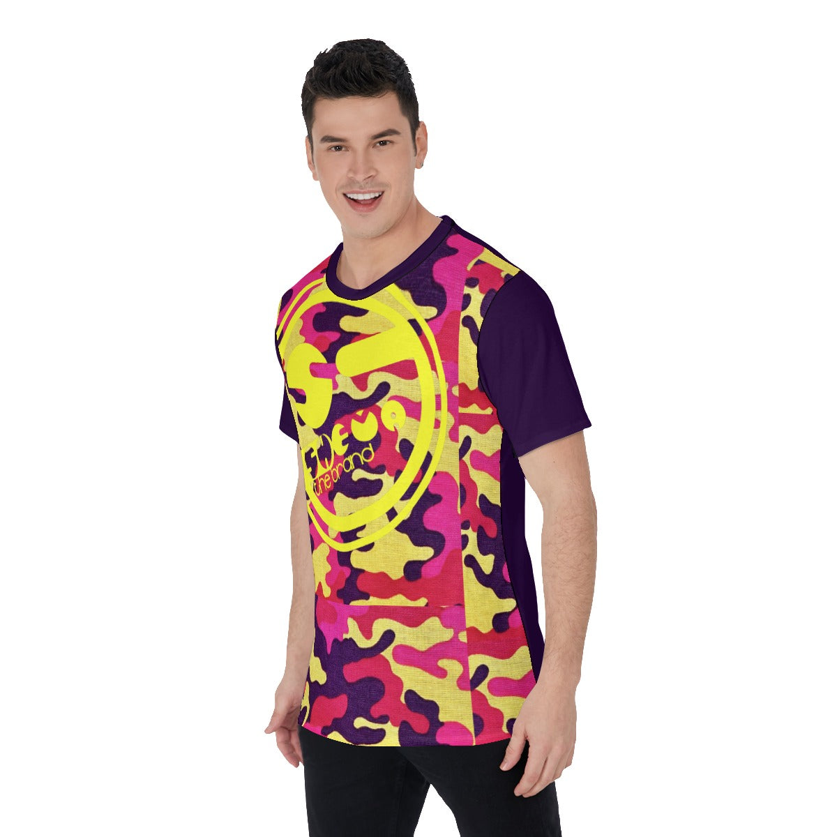 She'va Men's Basic O-Neck T-Shirt (drk/pur/yel)