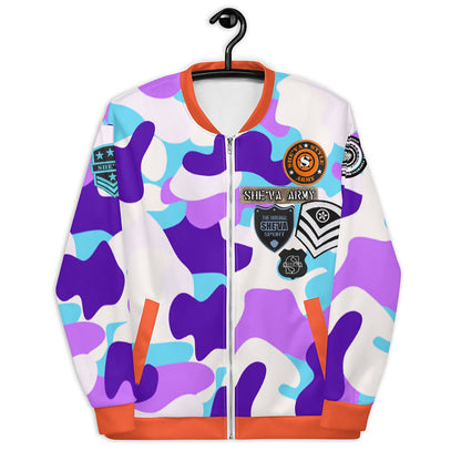 Army Patched Unisex Camo Bomber *Purple/Orange*
