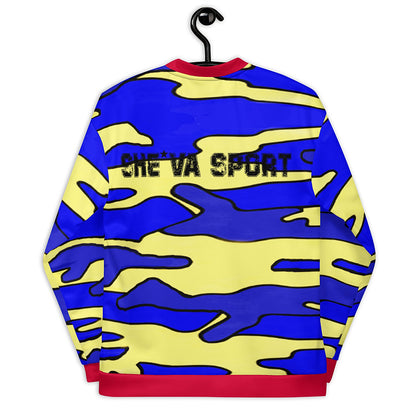 Army Patched Unisex Camo Bomber *Royal Blue/Red*