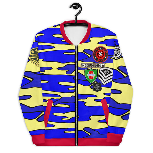 Army Patched Unisex Camo Bomber *Royal Blue/Red*