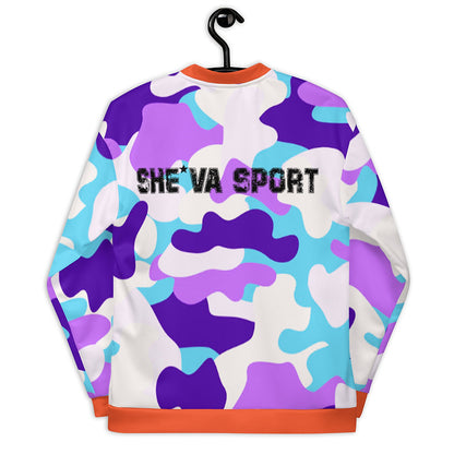 Army Patched Unisex Camo Bomber *Purple/Orange*