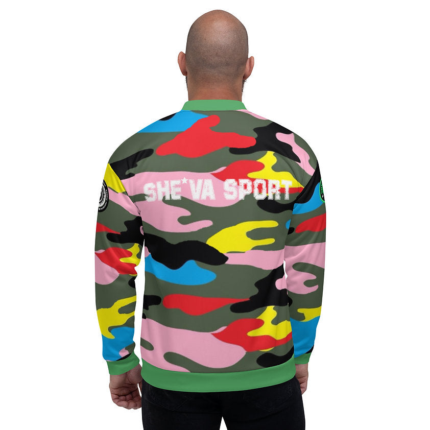 Army Patched Unisex Camo Bomber *Olive/Chateau Green*
