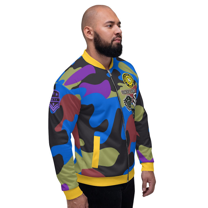 Army Patched Unisex Camo Bomber *Olive/Gold*