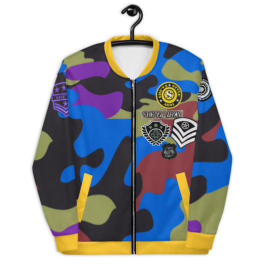 Army Patched Unisex Camo Bomber *Olive/Gold*