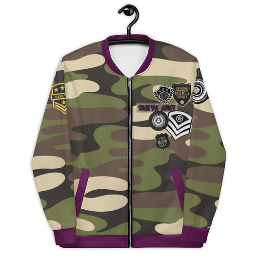 Army Patched Unisex Camo Bomber  *Brown/Cranberry*
