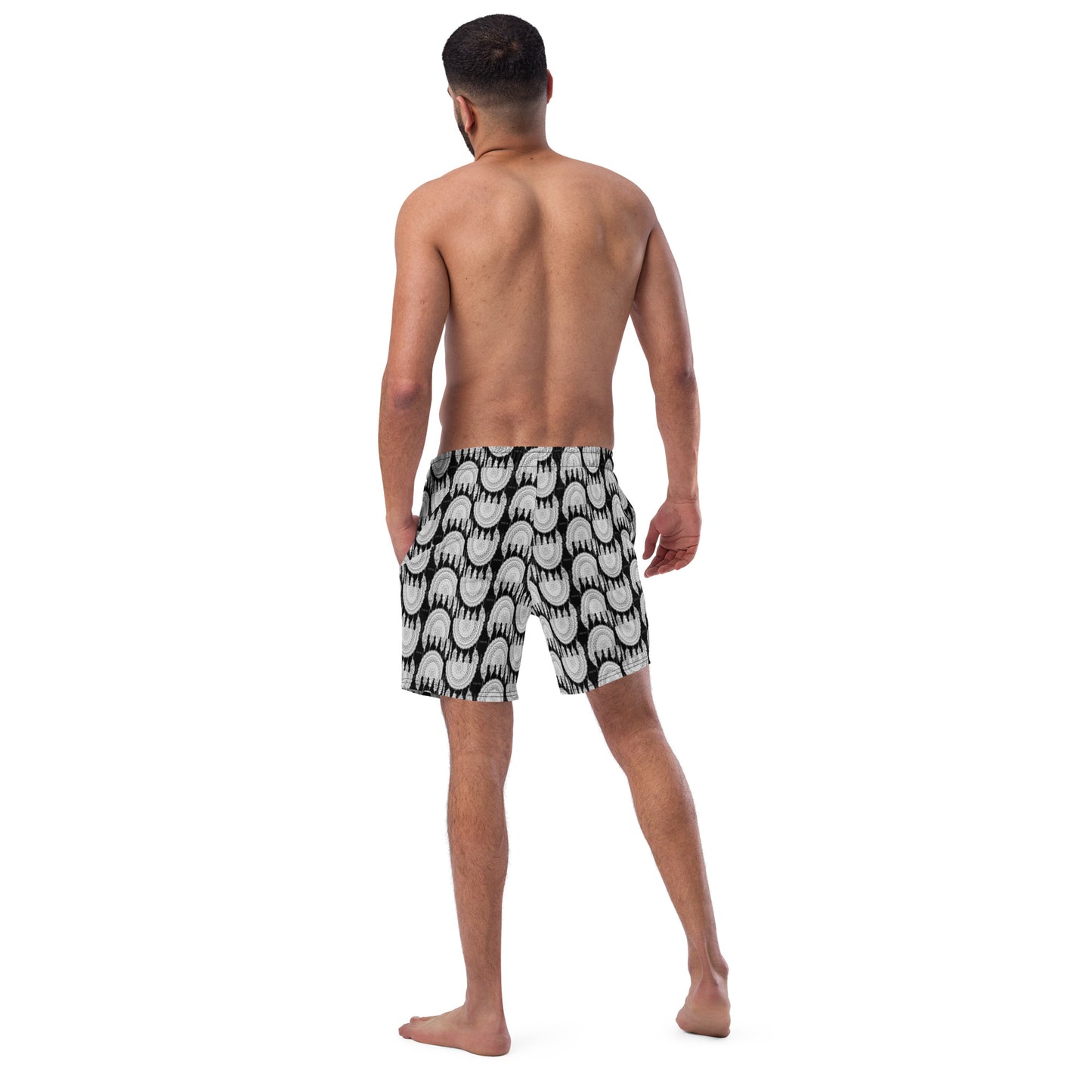 Mandala Print Swim Trunks (black/white)