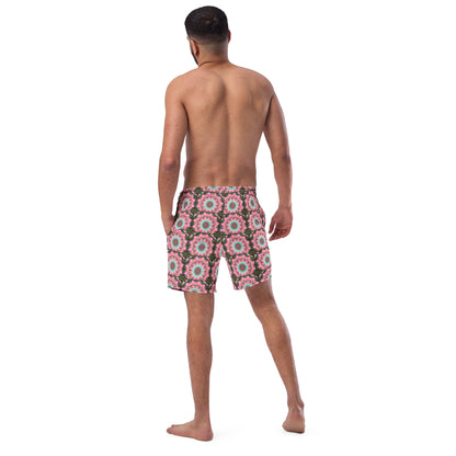 SHE'VA Men's Mandala Print Swim Trunks (green/pink)