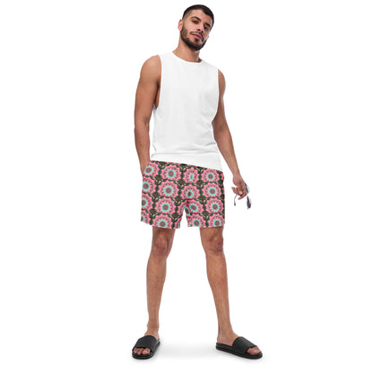 SHE'VA Men's Mandala Print Swim Trunks (green/pink)