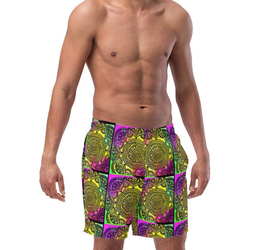 Mandala Print Swim Trunks (rainbow)