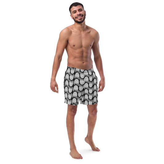Mandala Print Swim Trunks (black/white)