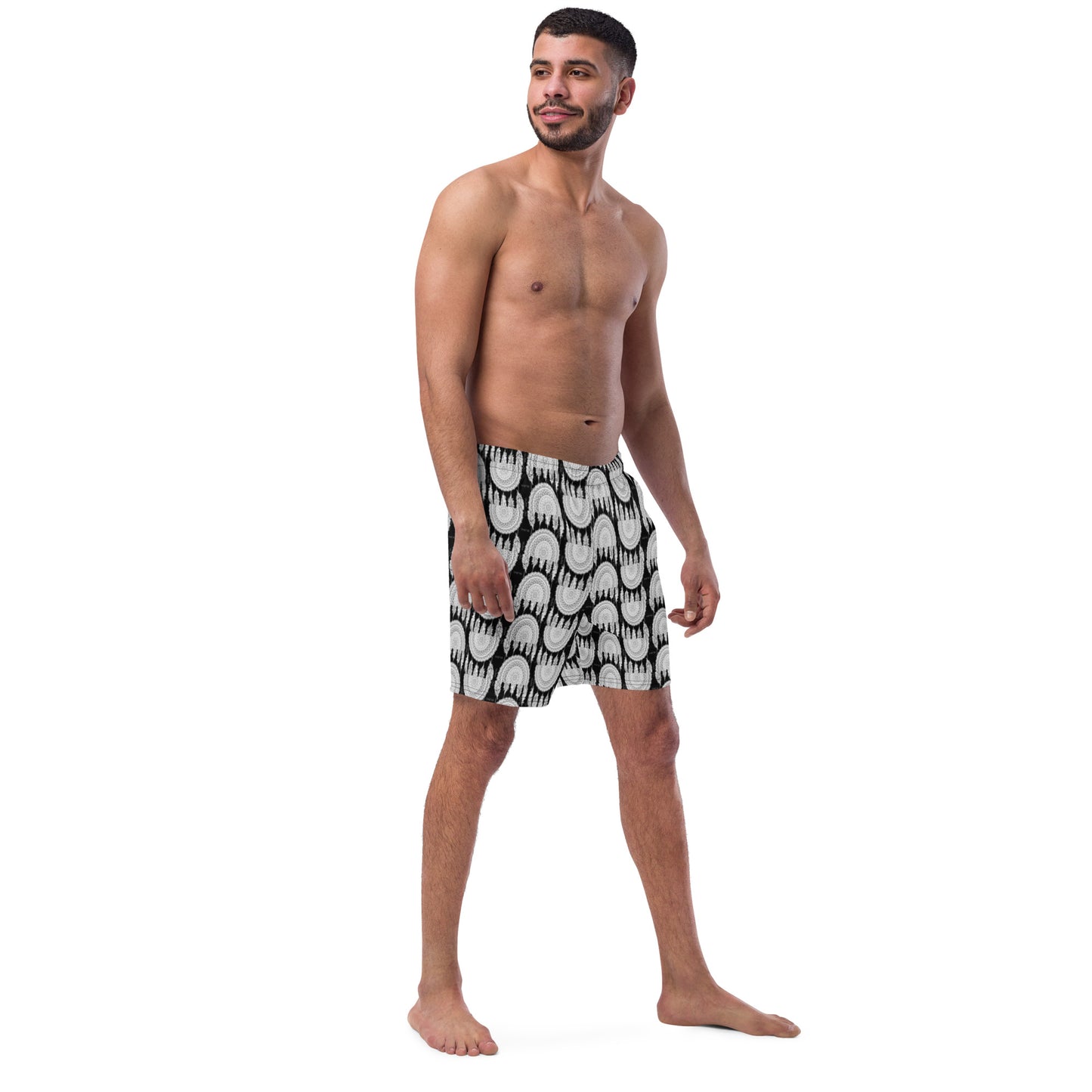Mandala Print Swim Trunks (black/white)