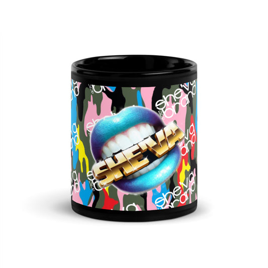 Conceited She'va Lip Service Black Glossy Mug (blue)