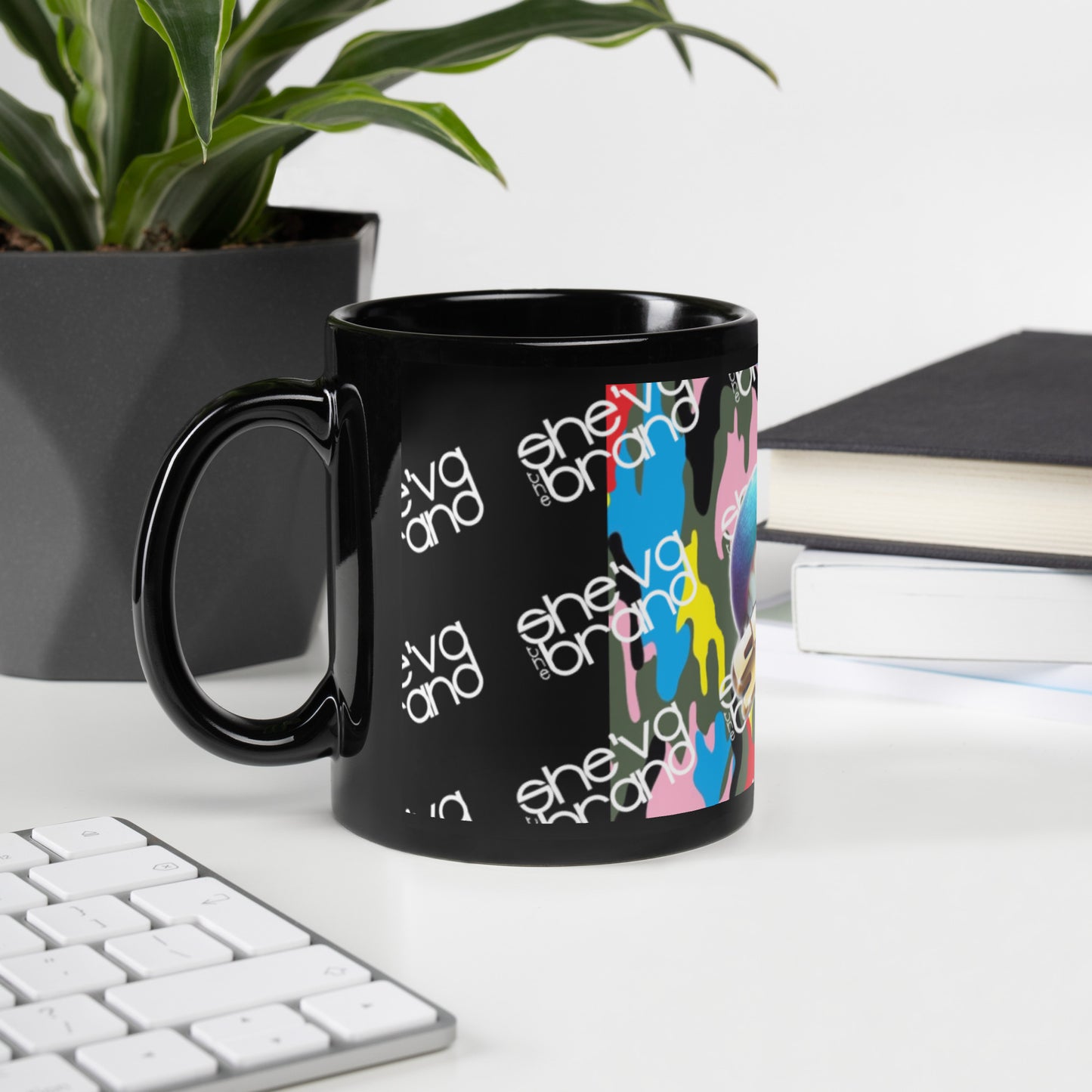 Conceited She'va Lip Service Black Glossy Mug (blue)