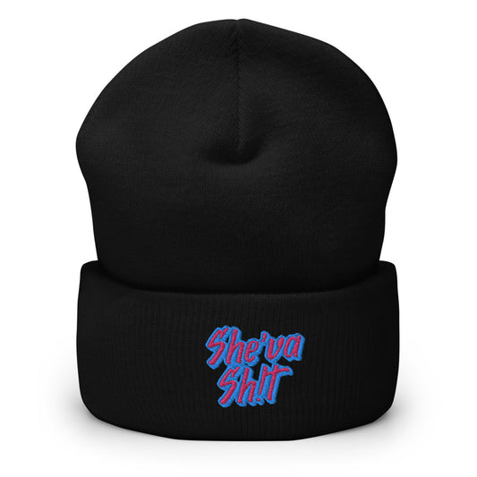 She'va Embroidered Sh!t pink letters Cuffed Beanie