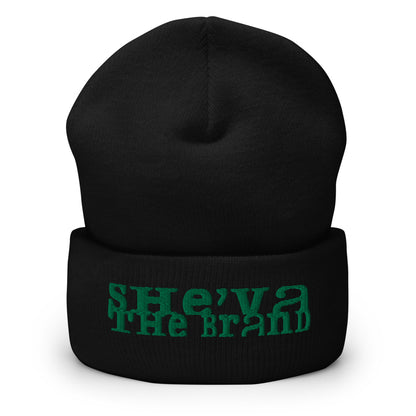 She'va Embroidered  Stamped logo Cuffed Beanie (Green)