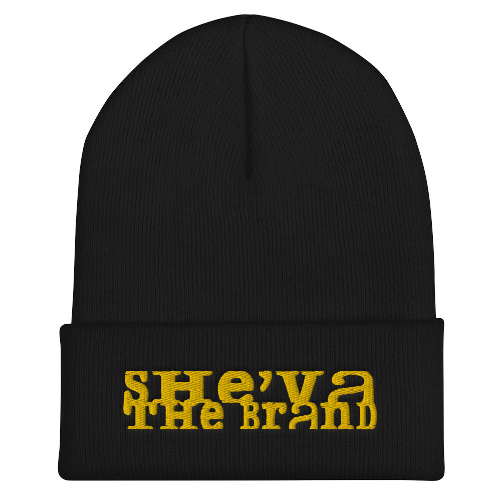 She'va Embroidered Long Stamped logo Cuffed Beanie (yellow)