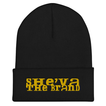 She'va Embroidered Long Stamped logo Cuffed Beanie (yellow)