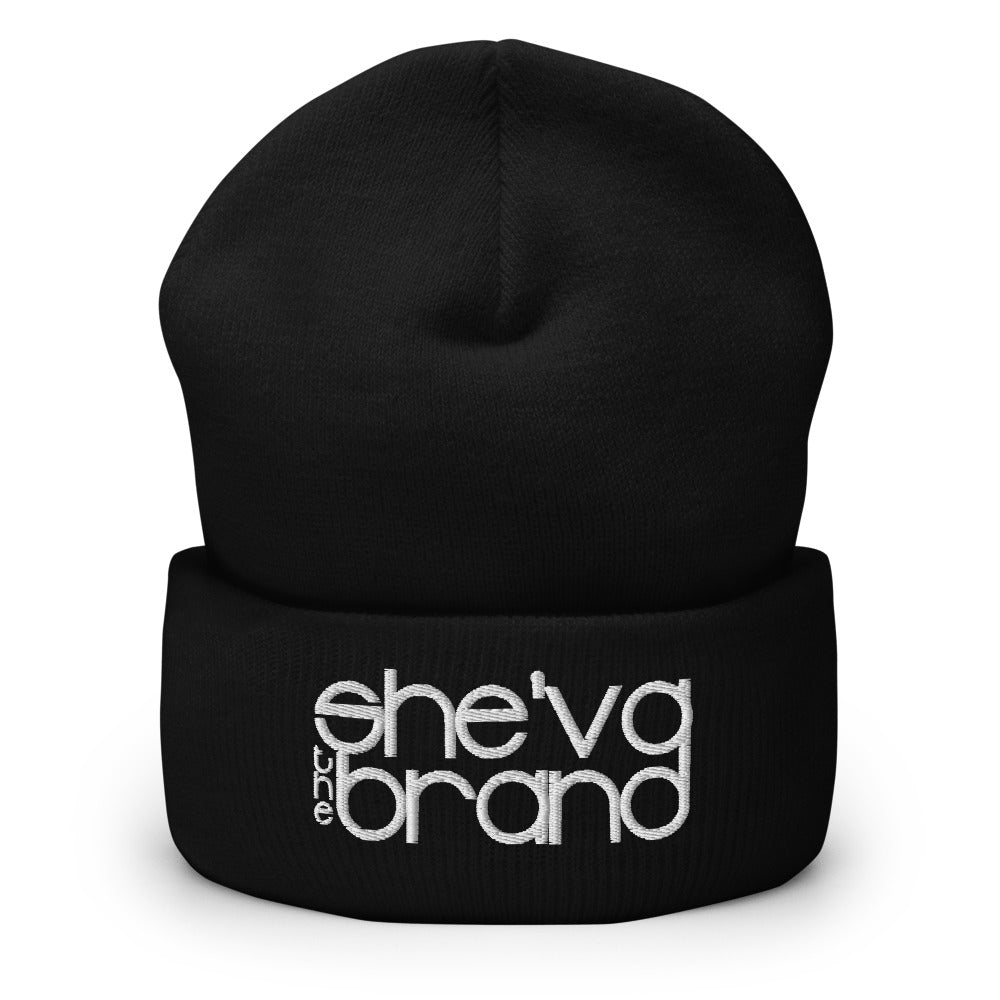 She'va The Brand  Embroidered Cuffed Beanie (white)
