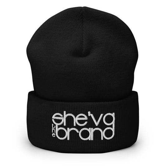 She'va The Brand  Embroidered Cuffed Beanie (white)