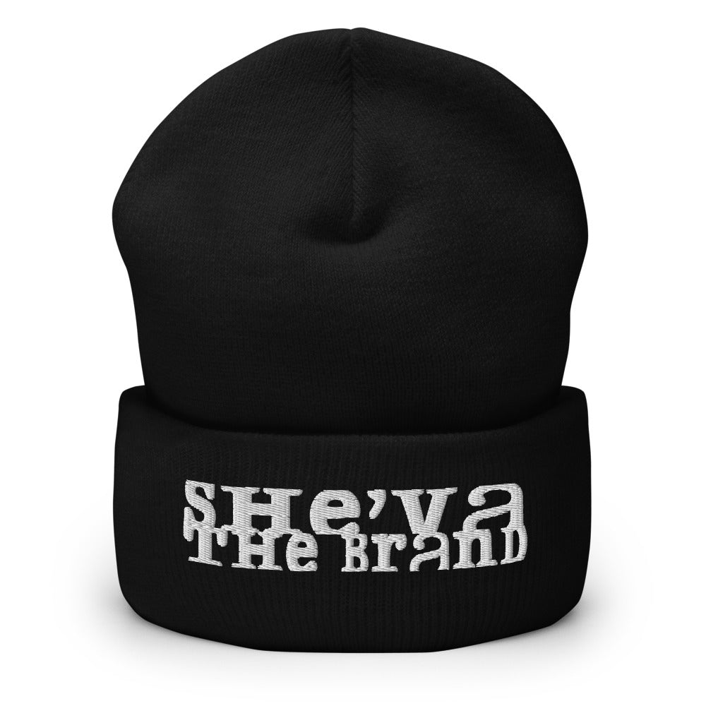 She'va Embroidered Stamped Logo Cuffed Beanie (white)