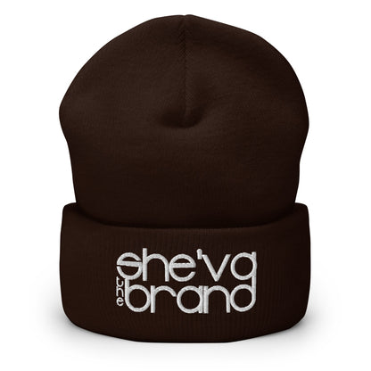 She'va The Brand  Embroidered Cuffed Beanie (white)