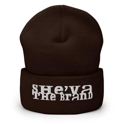 She'va Embroidered Stamped Logo Cuffed Beanie (white)