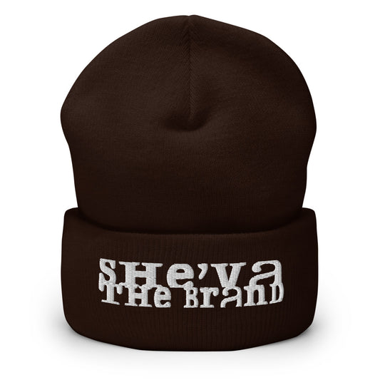 She'va Embroidered Stamped Logo Cuffed Beanie (white)
