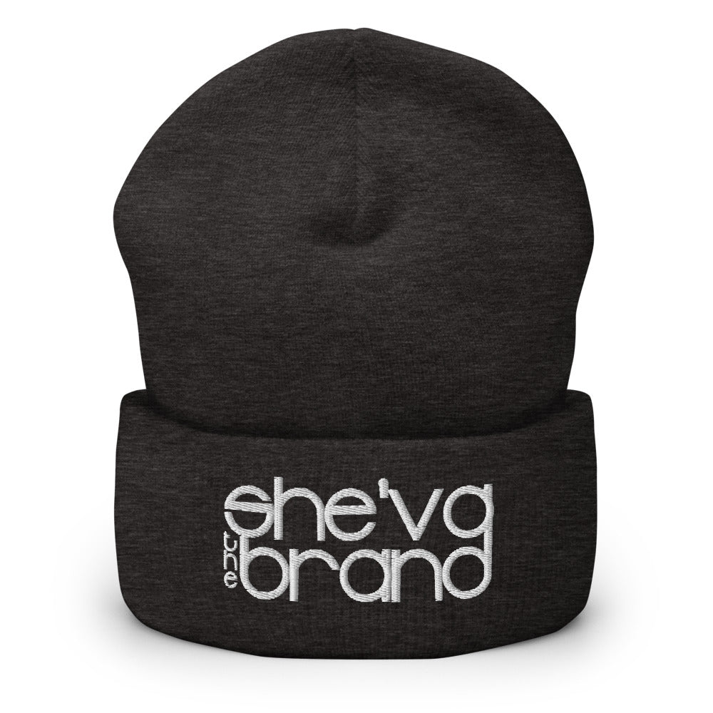She'va The Brand  Embroidered Cuffed Beanie (white)