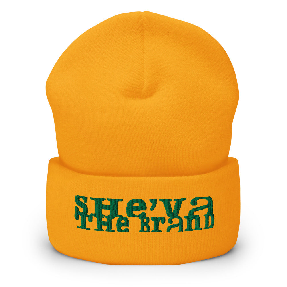 She'va Embroidered  Stamped logo Cuffed Beanie (Green)