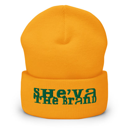 She'va Embroidered  Stamped logo Cuffed Beanie (Green)