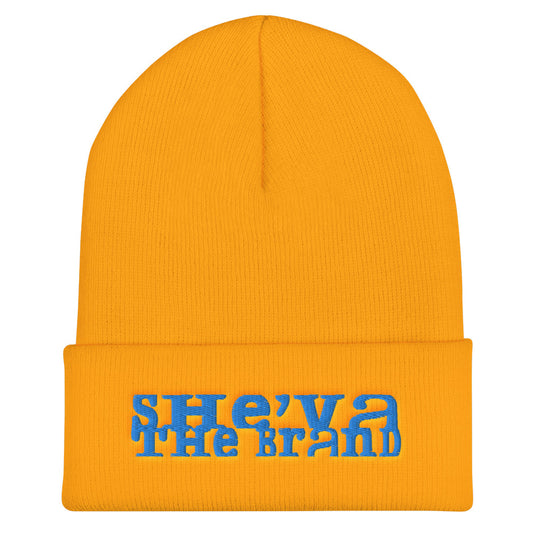 She'va Embroidered Long Stamped logo Cuffed Beanie (blue)