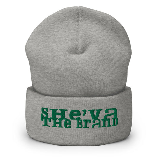 She'va Embroidered  Stamped logo Cuffed Beanie (Green)