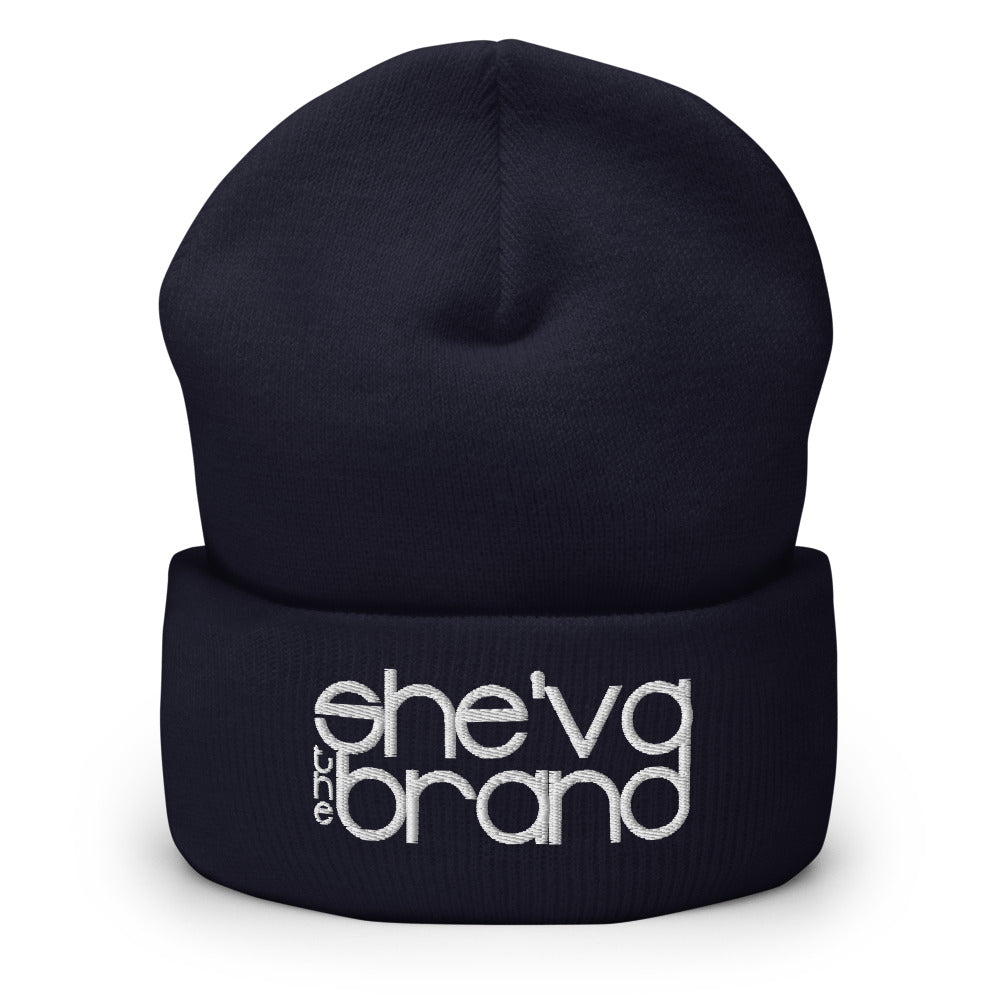 She'va The Brand  Embroidered Cuffed Beanie (white)
